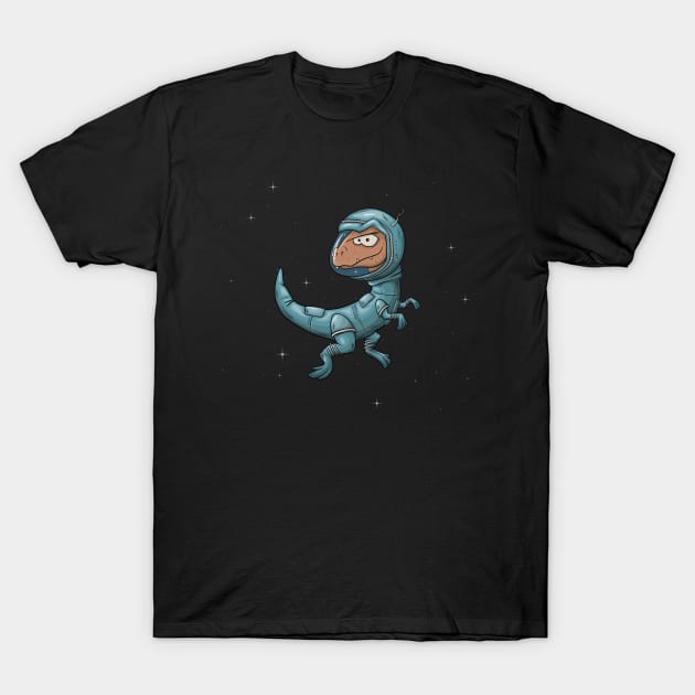 Velociraptor Astronaut Dino Raptor in Outer Space T-Shirt by SkizzenMonster